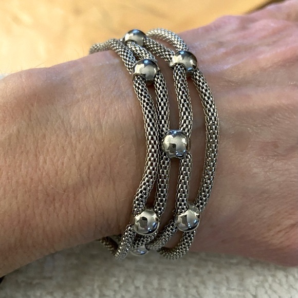 4-Strand Silver Tone Rope Bracelet - Picture 4 of 8